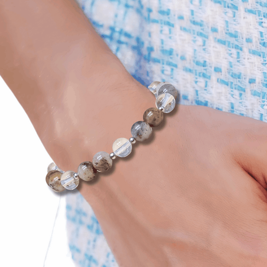 Bracelet en Quartz Lodolite et Cristal de roche - ENAE Minéraux