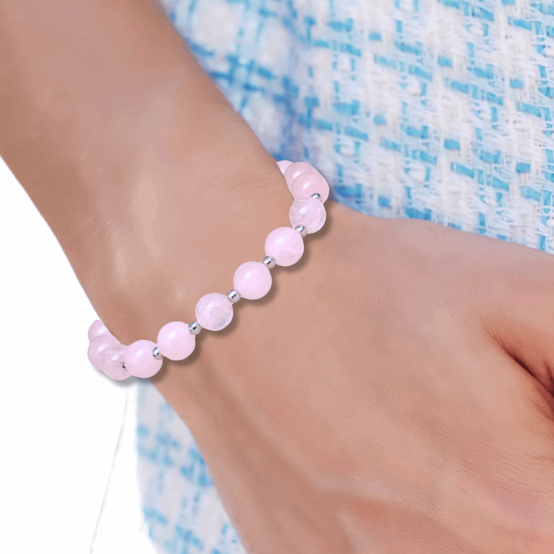 Bracelet en Quartz rose 6 ou 8mm