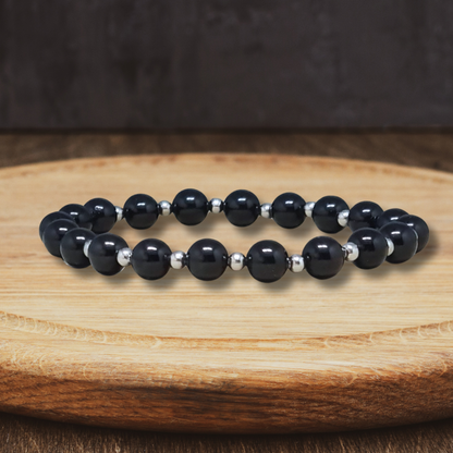 Bracelet en Spinelle noir 6mm