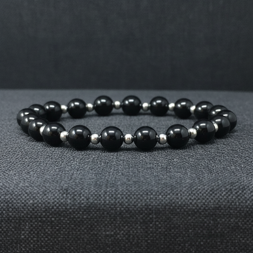 Bracelet en Spinelle noir 6mm