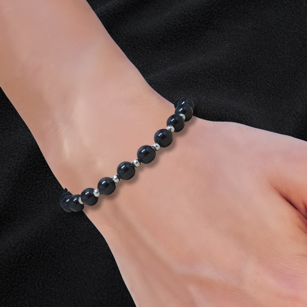 Bracelet en Spinelle noir 6mm