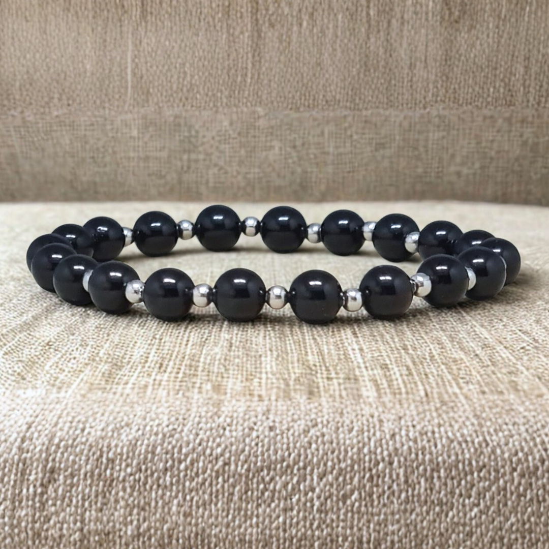 Bracelet en Spinelle noir 6mm