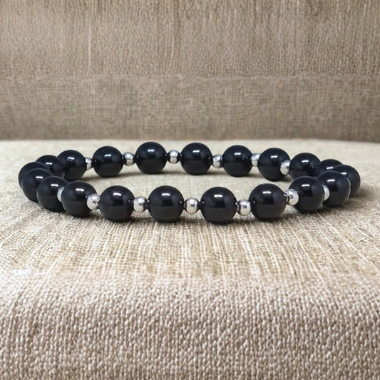 Bracelet en Spinelle noir 6mm