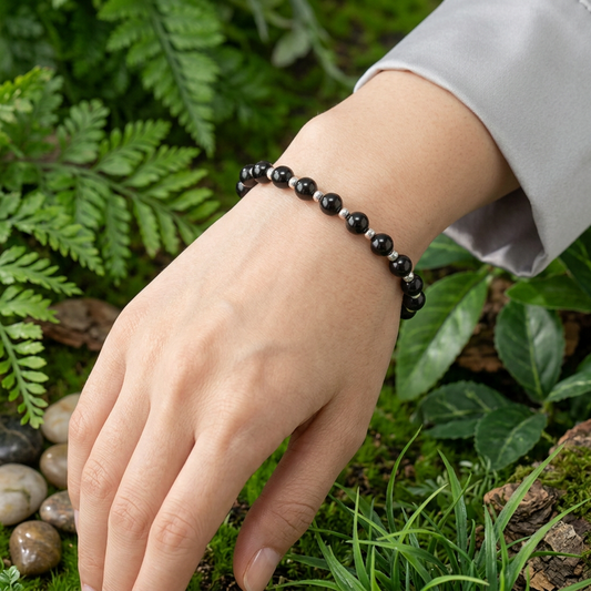 Bracelet en Spinelle noir 6mm