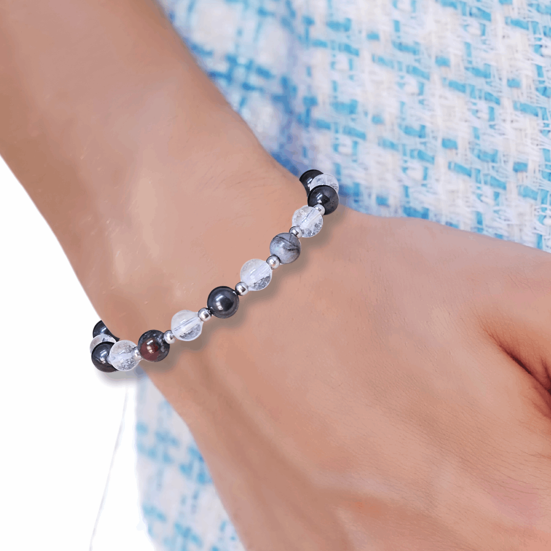 Bracelet en Sugilite et Cristal de Roche - ENAE Minéraux