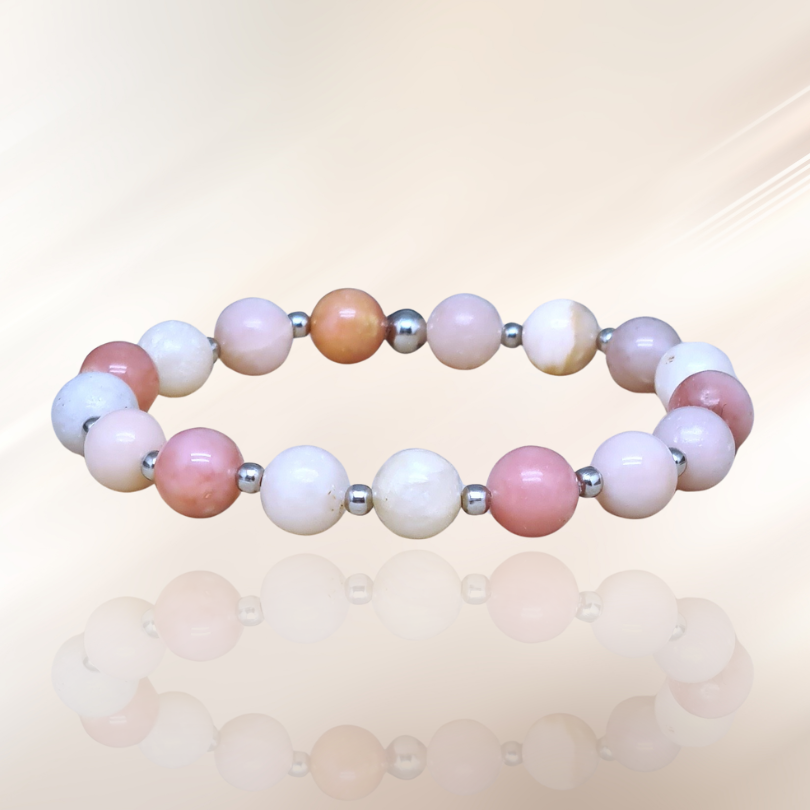 Bracelet Espoir En Opale Rose — Création Artisanale Française, Ajustable Et Plein De Douceur