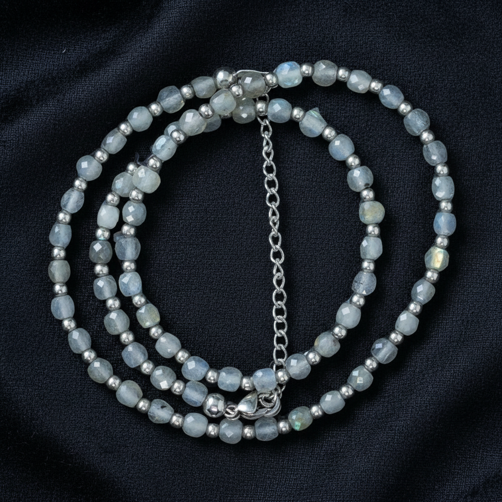 Bracelet triple tour et collier en Labradorite (COLBR23-01)