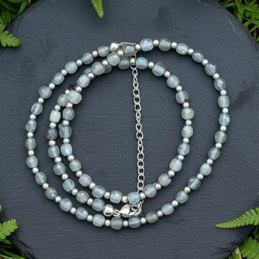Bracelet triple tour et collier en Labradorite (COLBR23 - 01)