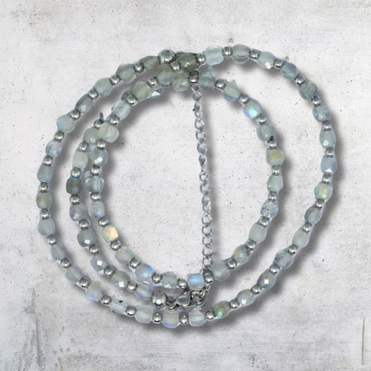 Bracelet triple tour et collier en Labradorite (COLBR23-01) - ENAE Minéraux