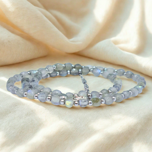 Bracelet triple tour et collier en Labradorite (COLBR23-01)