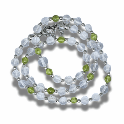 Bracelet triple tour et collier en Cristal de Roche et Péridot (COLBR23-56) - ENAE Minéraux