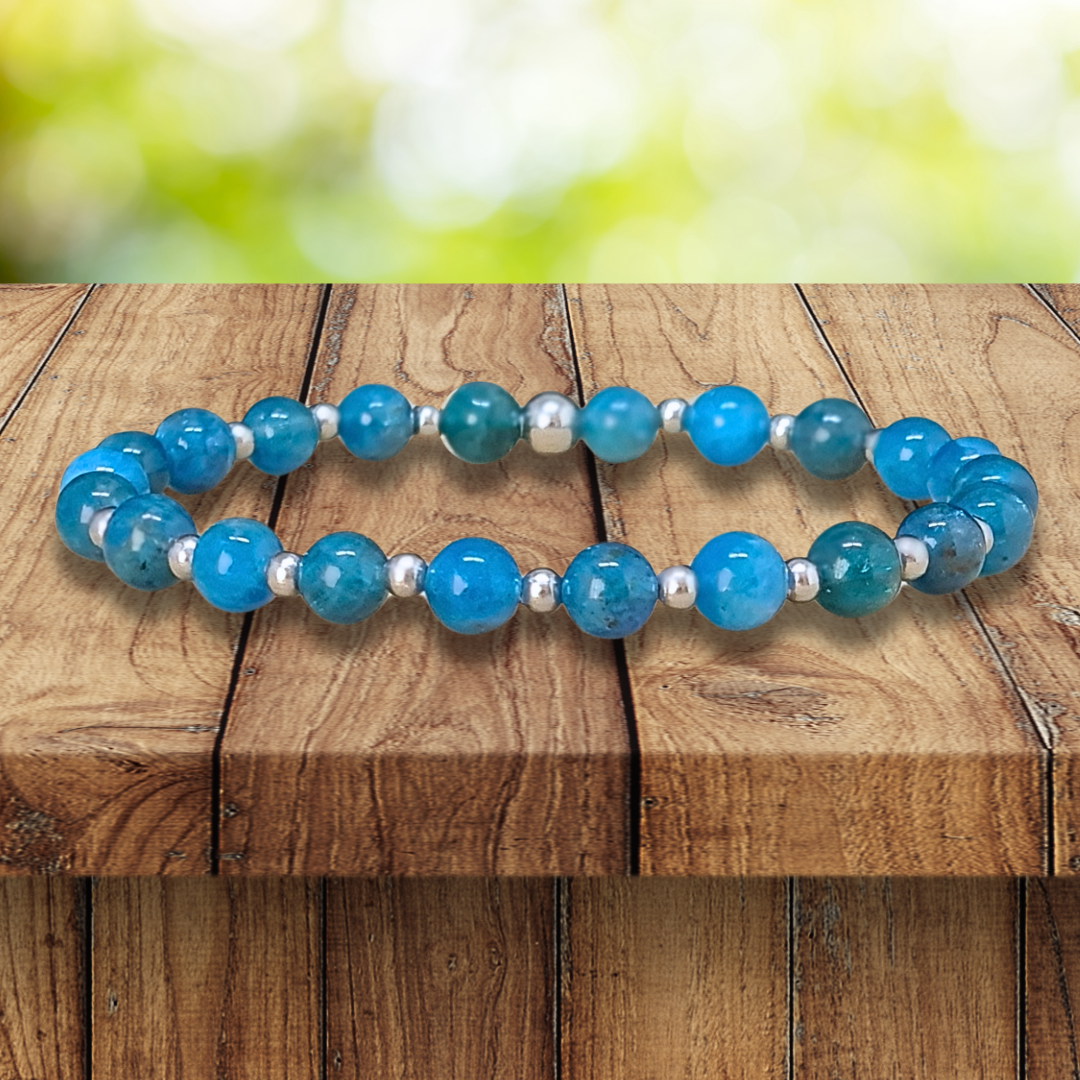 Bracelet en Apatite bleue 6, 8 ou 9,5mm au choix