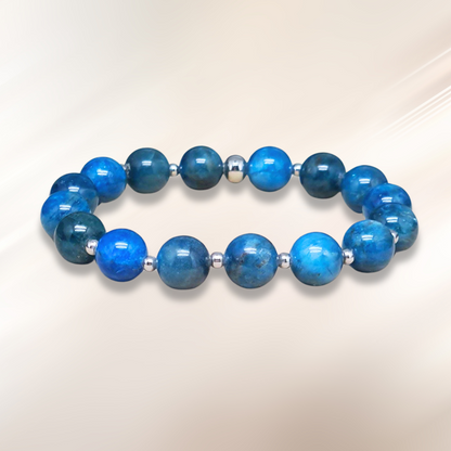 Bracelet en Apatite bleue 6, 8 ou 9,5mm au choix