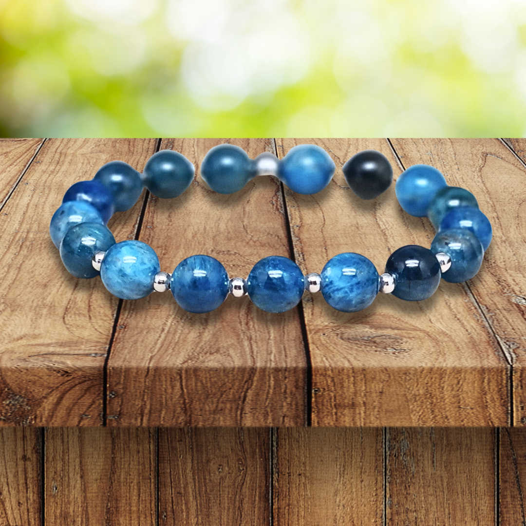 Bracelet en Apatite bleue 6, 8 ou 9,5mm au choix