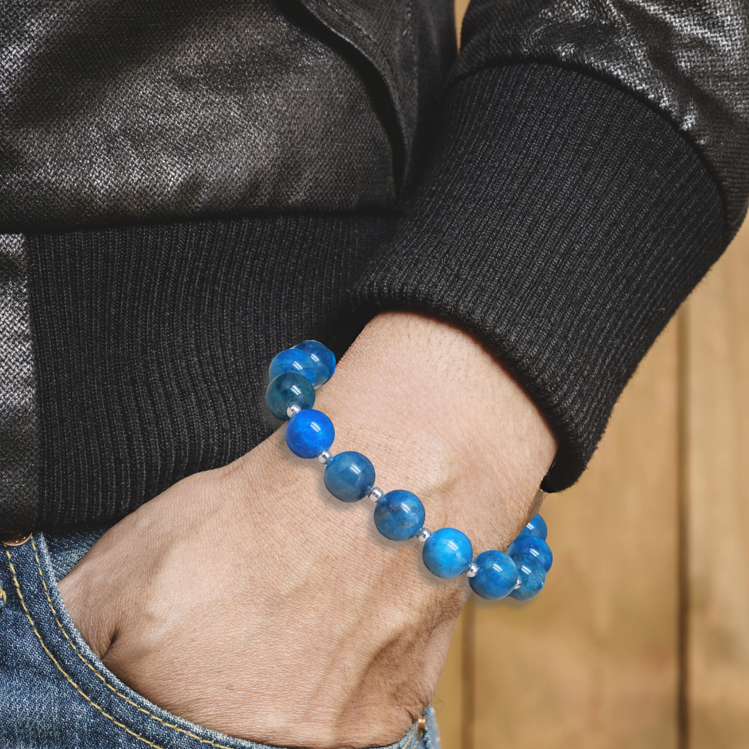 Bracelet en Apatite bleue 6, 8 ou 9,5mm au choix