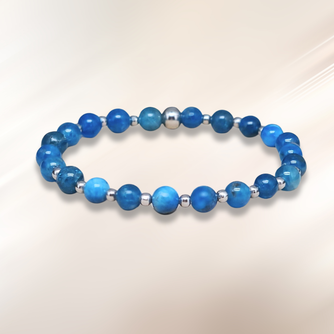 Bracelet en Apatite bleue 6mm