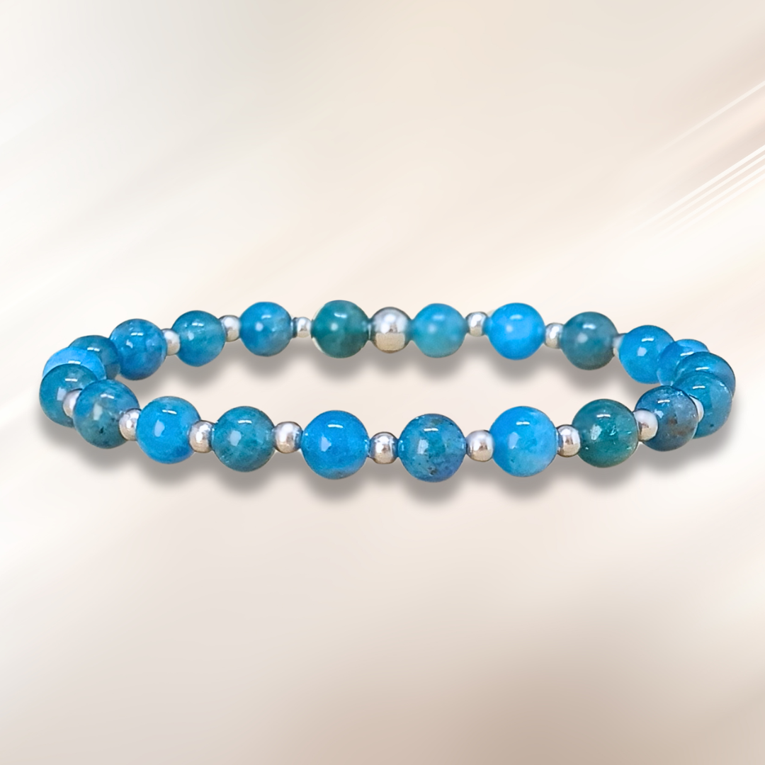 Bracelet en Apatite bleue 6mm