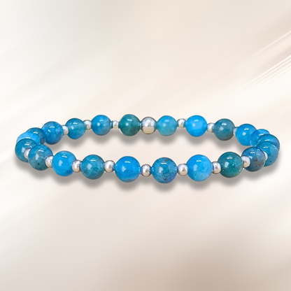 Bracelet en Apatite bleue 6mm