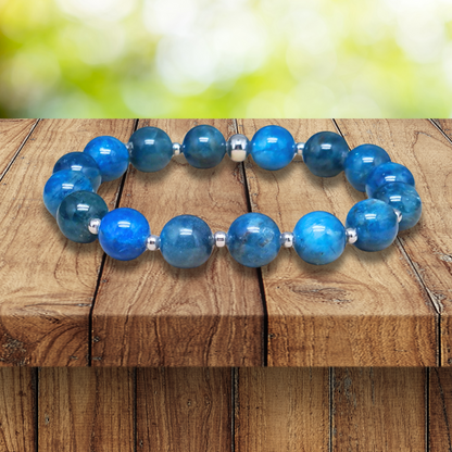 Bracelet en Apatite bleue 6, 8 ou 9,5mm au choix