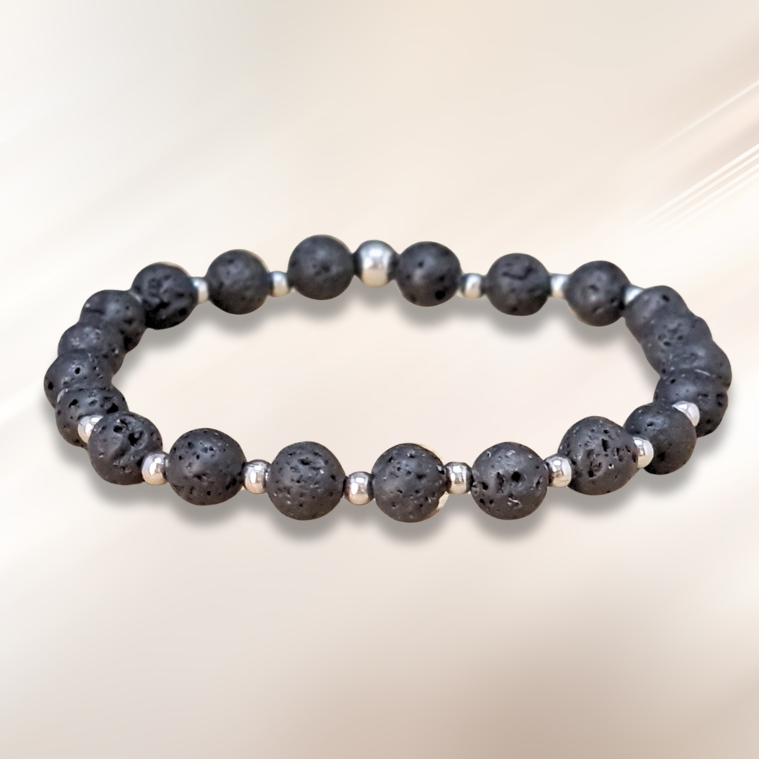 Bracelet en Pierre de Lave (Basalte : Scories)