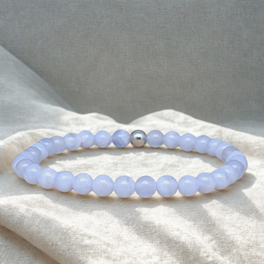 Bracelet en Agate bleue 6mm
