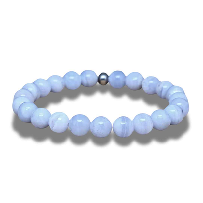 Bracelet en Agate bleue 6 ou 8mm au choix - ENAE Minéraux