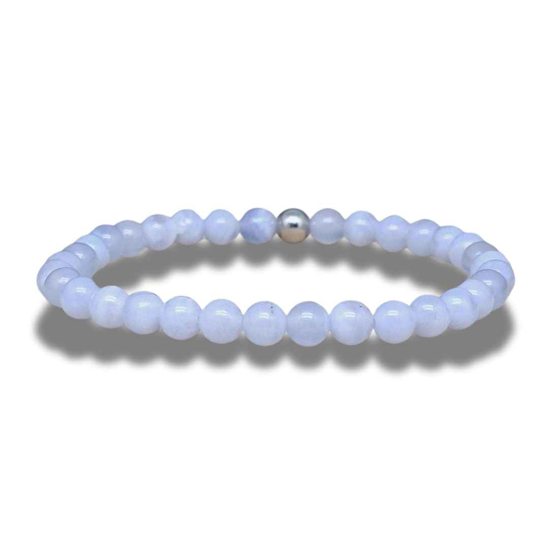 Bracelet en Agate bleue 6 ou 8mm au choix - ENAE Minéraux