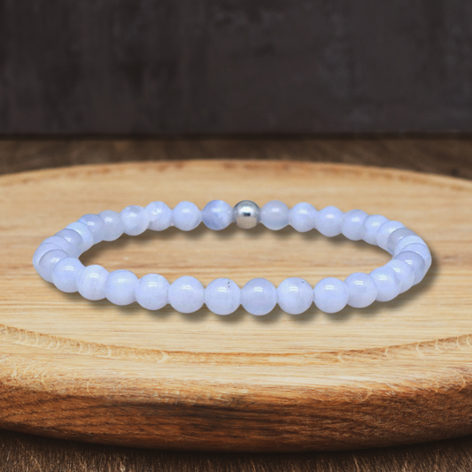 Bracelet en Agate bleue 6mm