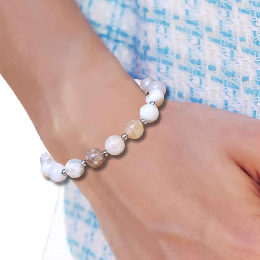 Bracelet en Agate Fleurs - ENAE Minéraux