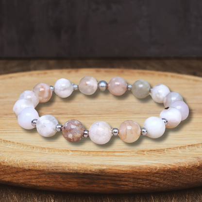 Bracelet en Agate Fleurs de cerisier