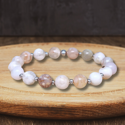 Bracelet en Agate Fleurs de cerisier