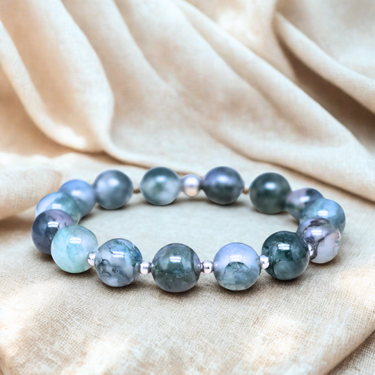 Bracelet en Agate mousse 10 mm