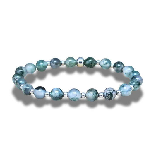 Bracelet en Agate mousse 6 mm, 8mm ou 10 mm au choix - ENAE Minéraux