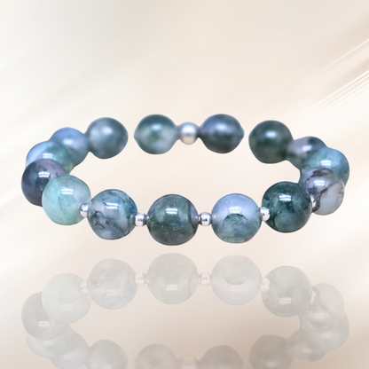 Bracelet en Agate mousse 6 mm, 8mm ou 10 mm au choix