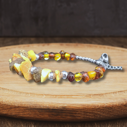 Bracelet en Ambre brute et polie