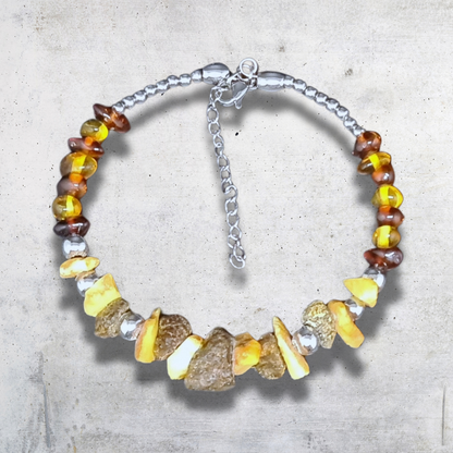 Bracelet en Ambre brute et polie