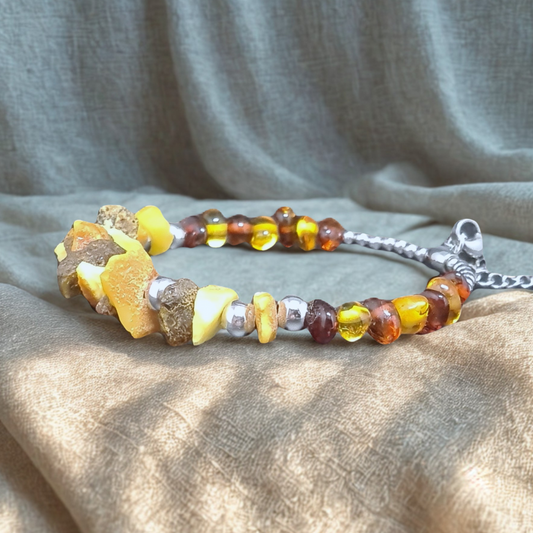 Bracelet en Ambre brute et polie