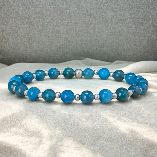Bracelet en Apatite bleue 6mm