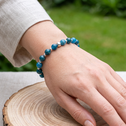 Bracelet en Apatite bleue 6mm