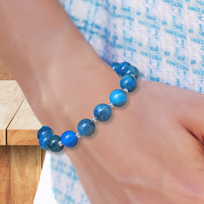 Bracelet en Apatite bleue 8mm