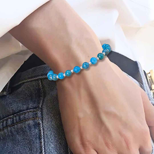 Bracelet en Apatite bleue 6, 8 ou 9,5mm au choix - ENAE Minéraux