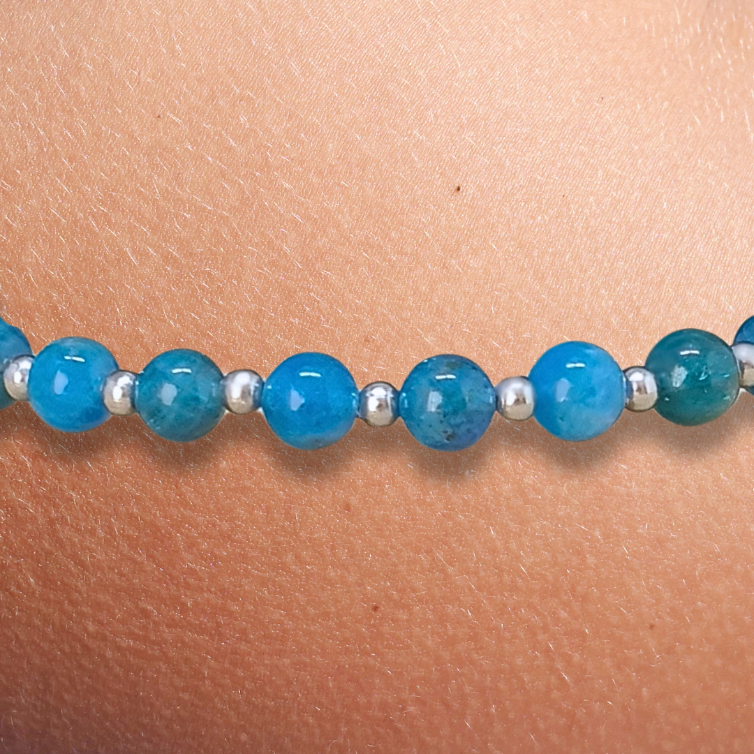 Bracelet en Apatite bleue 6mm
