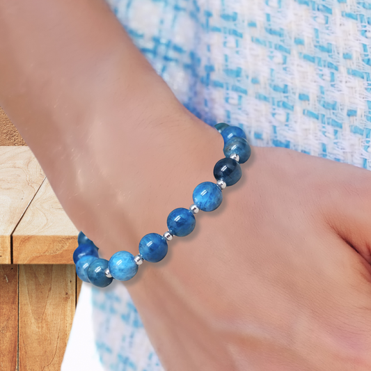 Bracelet en Apatite bleue 8mm
