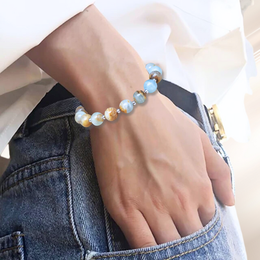 Bracelet en Calcite bleue et Aragonite