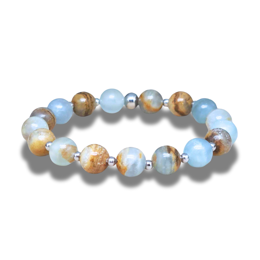 Bracelet en Calcite bleue et Aragonite - ENAE Minéraux