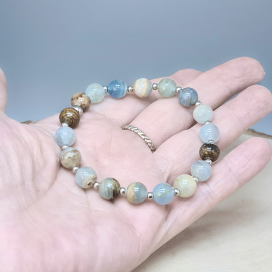 Bracelet en Calcite bleue et Aragonite