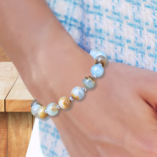 Bracelet en Calcite bleue et Aragonite
