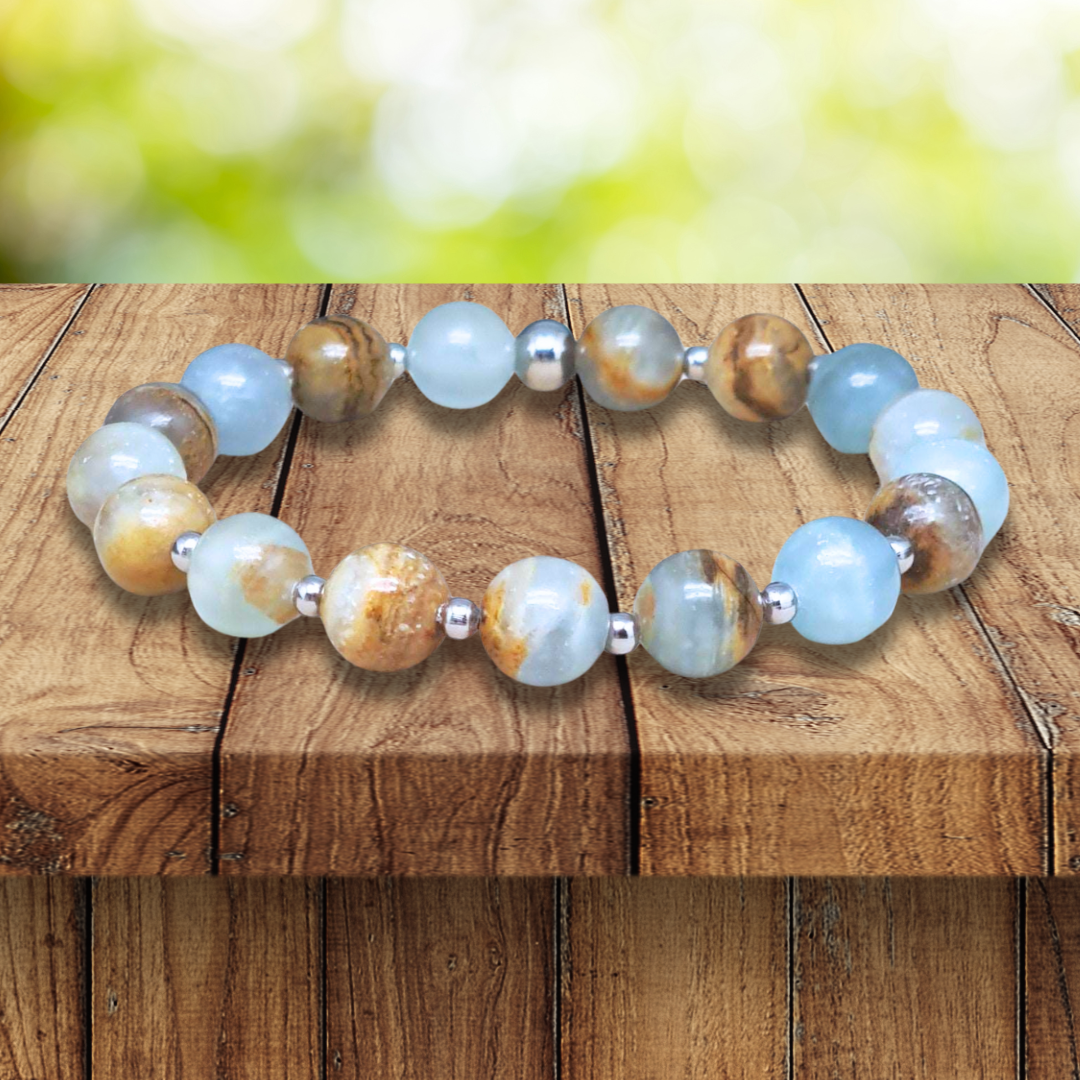 Bracelet en Calcite bleue et Aragonite