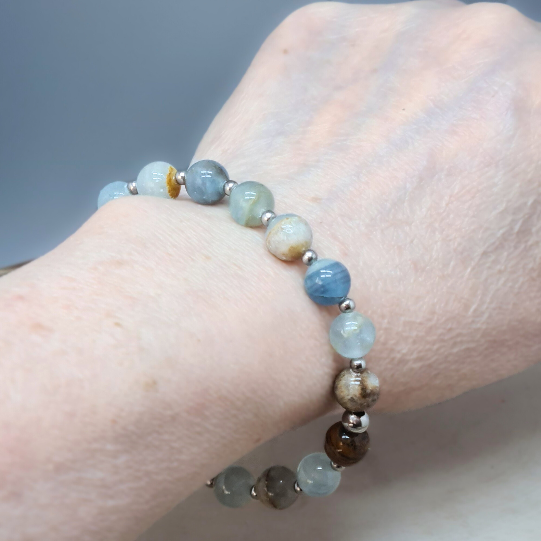 Bracelet en Calcite bleue et Aragonite