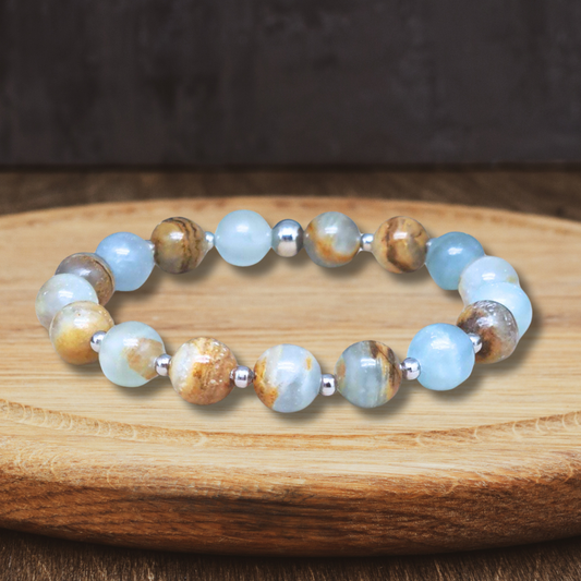 Bracelet en Calcite bleue et Aragonite